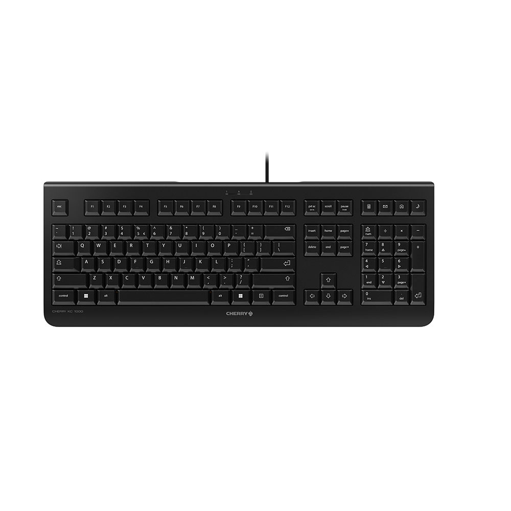 CHERRY KC 1000, Taille relle (100 %), Avec fil, USB, QWERTY, Noir JK-0800EU-2