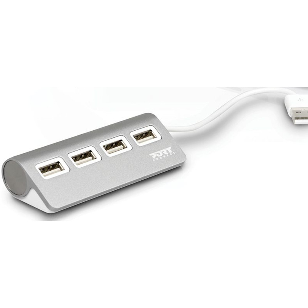 Port Designs 900120, USB 2.0, USB 2.0, 480 Mbit/s, Gris, Blanc, Acrylonitrile-Butadiène-Styrène (ABS), Aluminium, 0,12 m