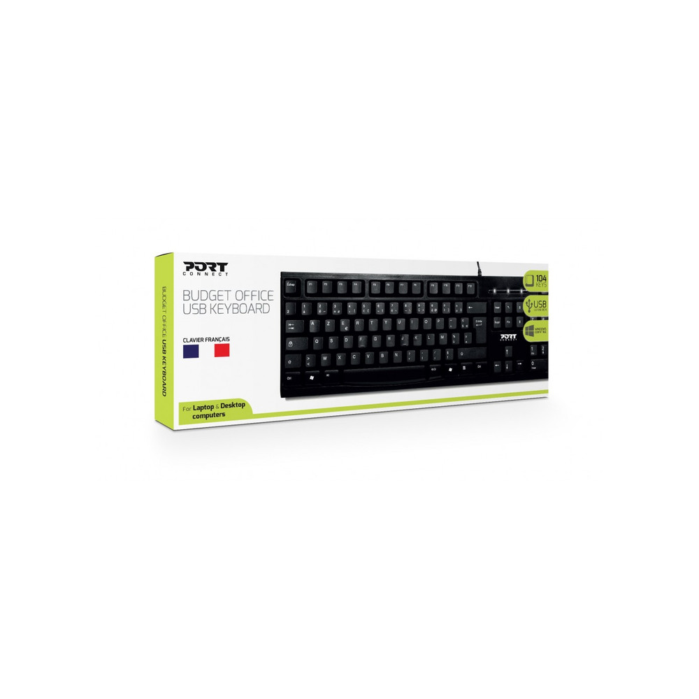PORTDESIGNS Port Designs 900753, Taille relle (100 %), Avec fil, USB, AZERTY, Noir