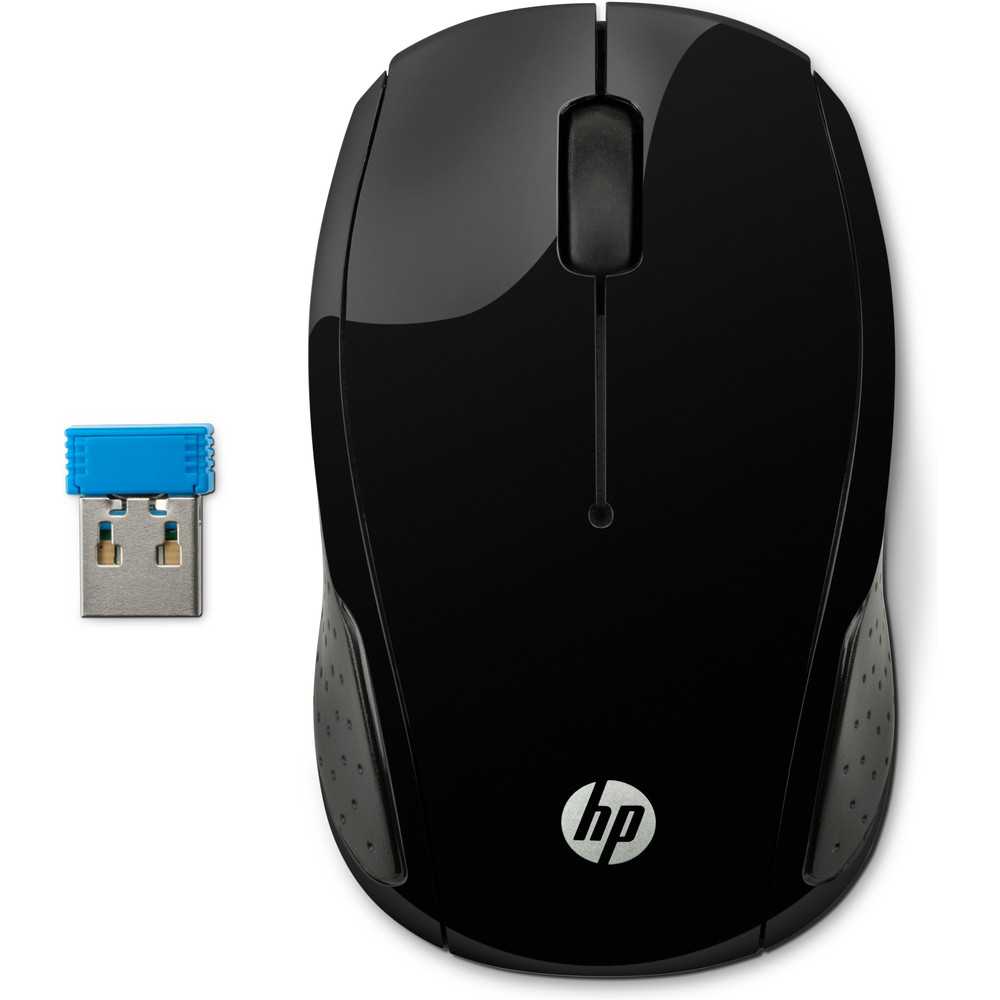 HP Souris sans fil 200, Ambidextre, Optique, RF sans fil, 1000 DPI, Noir X6W31AA#ABB