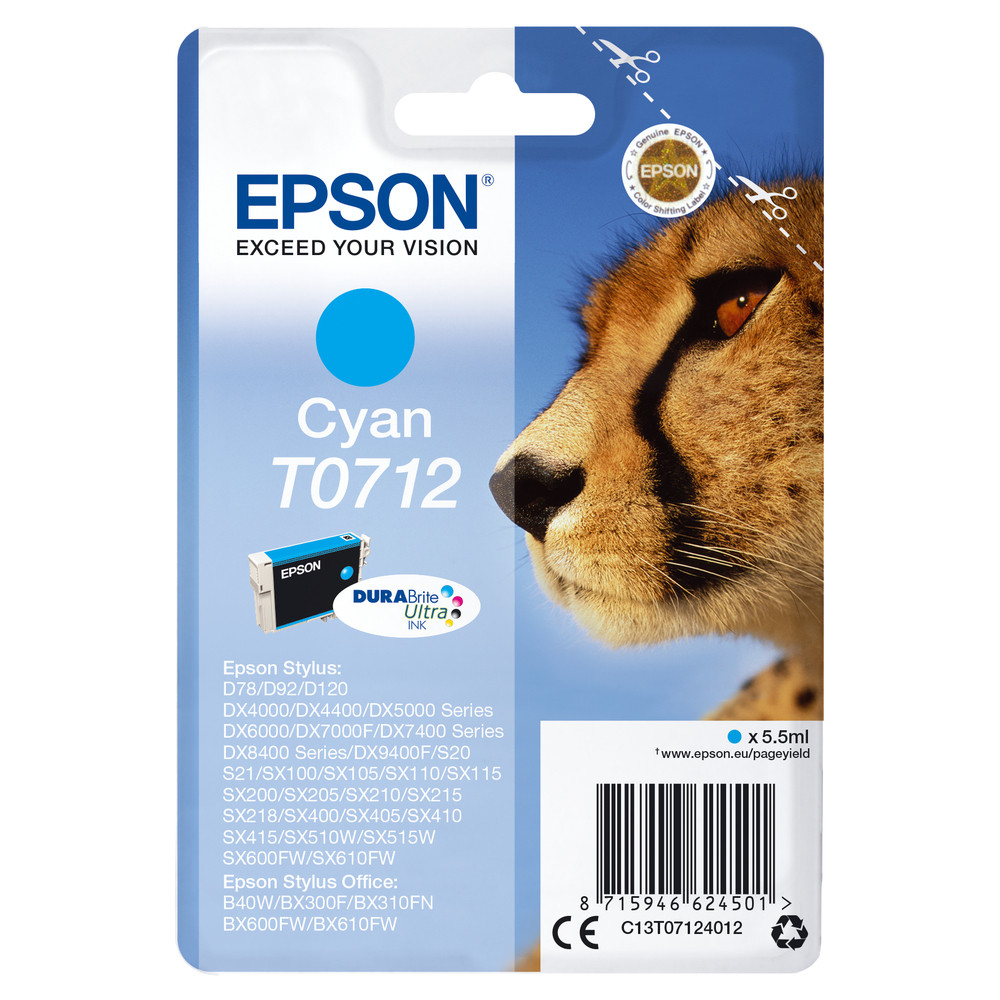 Epson T0712 Cartouche d'encre Cyan Originale - vue 2