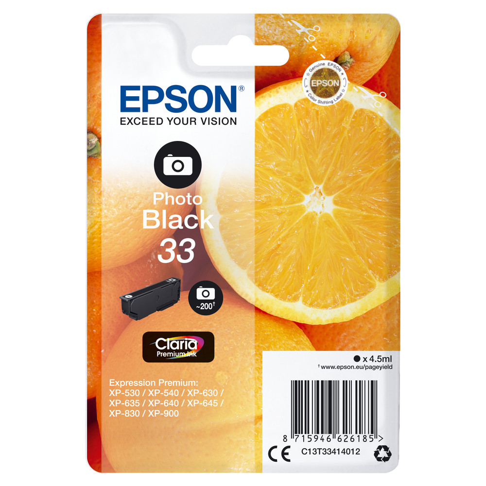 Epson Oranges Cartouche ' ' - Encre Claria Premium N Photo, Encre à colorant, 4,5 ml, 200 pages, 1 pièce(s) C13T33414022