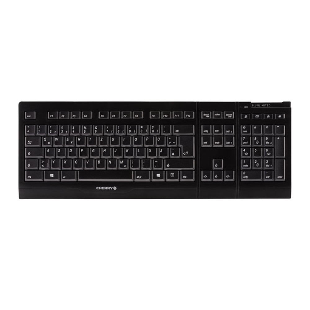 CHERRY Ensemble sans fil 2,4 GHz, rechargeable, transmission crypte AES, Sans fil, RF sans fil, Clavier mcanique, AZERTY, Noir, Souris incluse JD-04