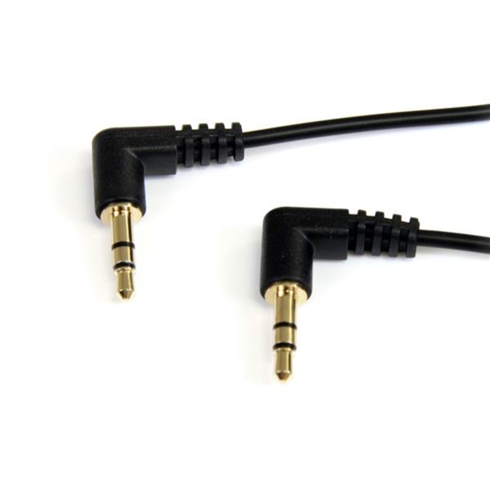 StarTech.com Câble audio stéréo Slim 3,5 mm à angle droit de 30 cm - M/M Noir - vue 2