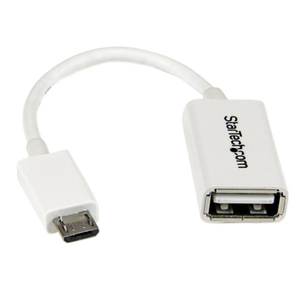 StarTech.com Câble adaptateur Micro USB vers USB Host OTG de 12cm - Mâle / Femelle - Blanc, 0,127 m, Micro-USB B, USB A, USB 2.0, Mâle/Femelle, Blanc
