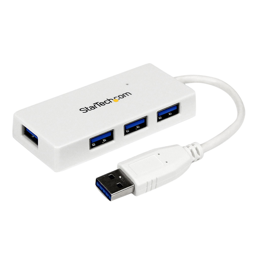 StarTech.com Hub USB 3.0 à 4 ports avec câble intégré - 5Gbps - Blanc, USB 3.2 Gen 1 (3.1 Gen 1) Type-A, USB 3.2 Gen 1 (3.1 Gen 1) Type-A, 5000 Mbit/s