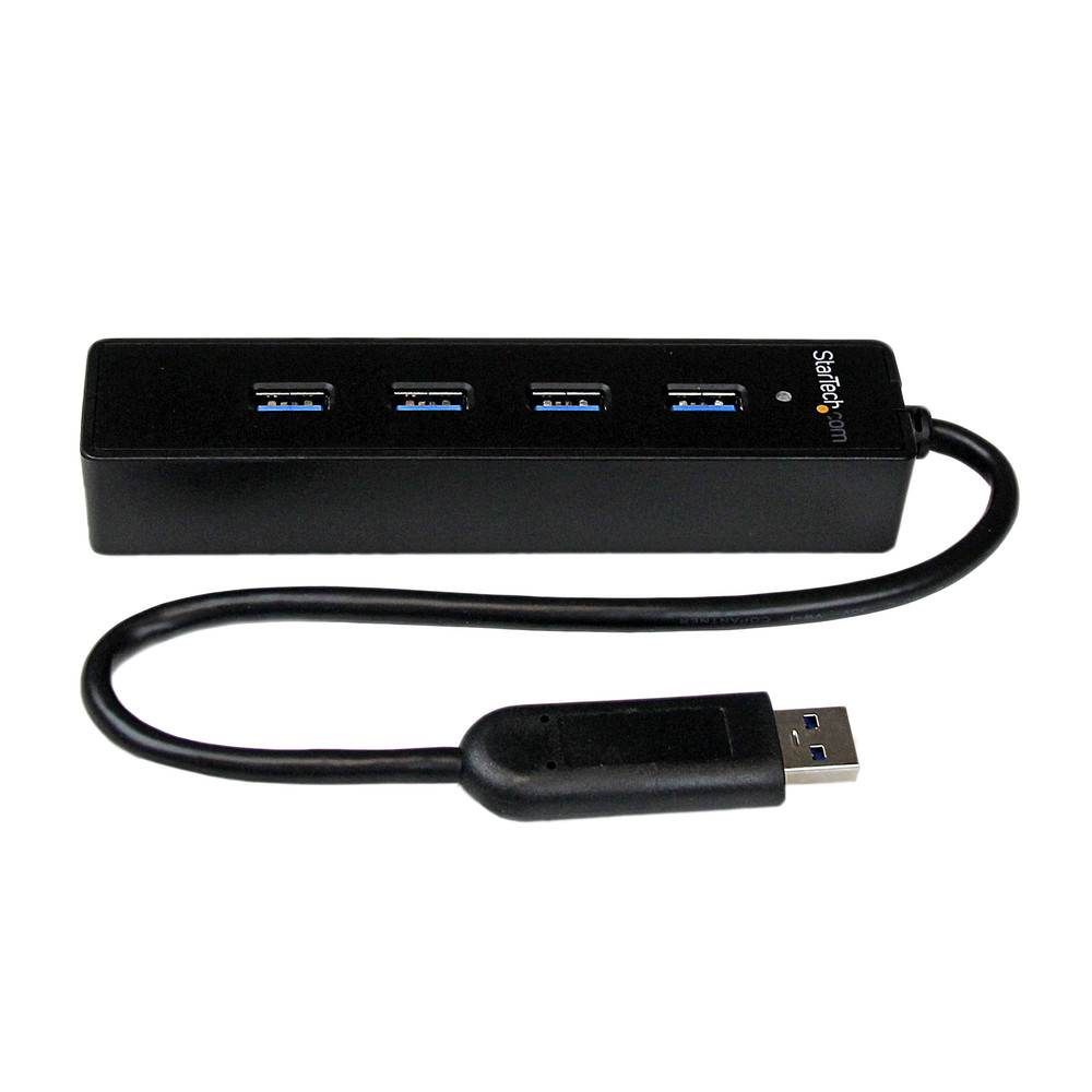StarTech.com Hub USB 3.0 portable à 4 ports avec câble intégré - 5Gbps - Noir, USB 3.2 Gen 1 (3.1 Gen 1) Type-A, USB 3.2 Gen 1 (3.1 Gen 1) Type-A, 500