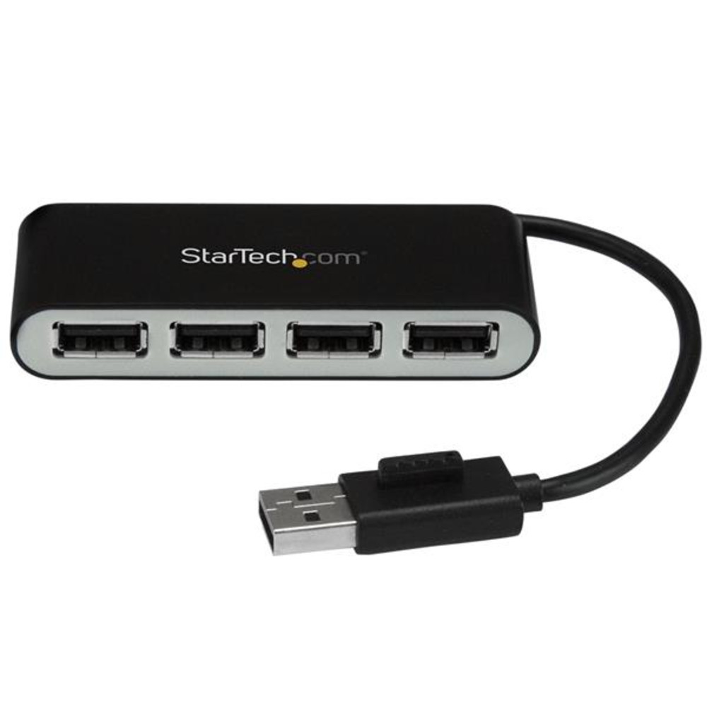 StarTech.com Hub USB 2.0 portable à 4 ports avec câble intégré, USB 2.0, USB 2.0, 480 Mbit/s, Noir, Argent, Plastique, CE, FCC, RoHS, REACH ST4200MINI