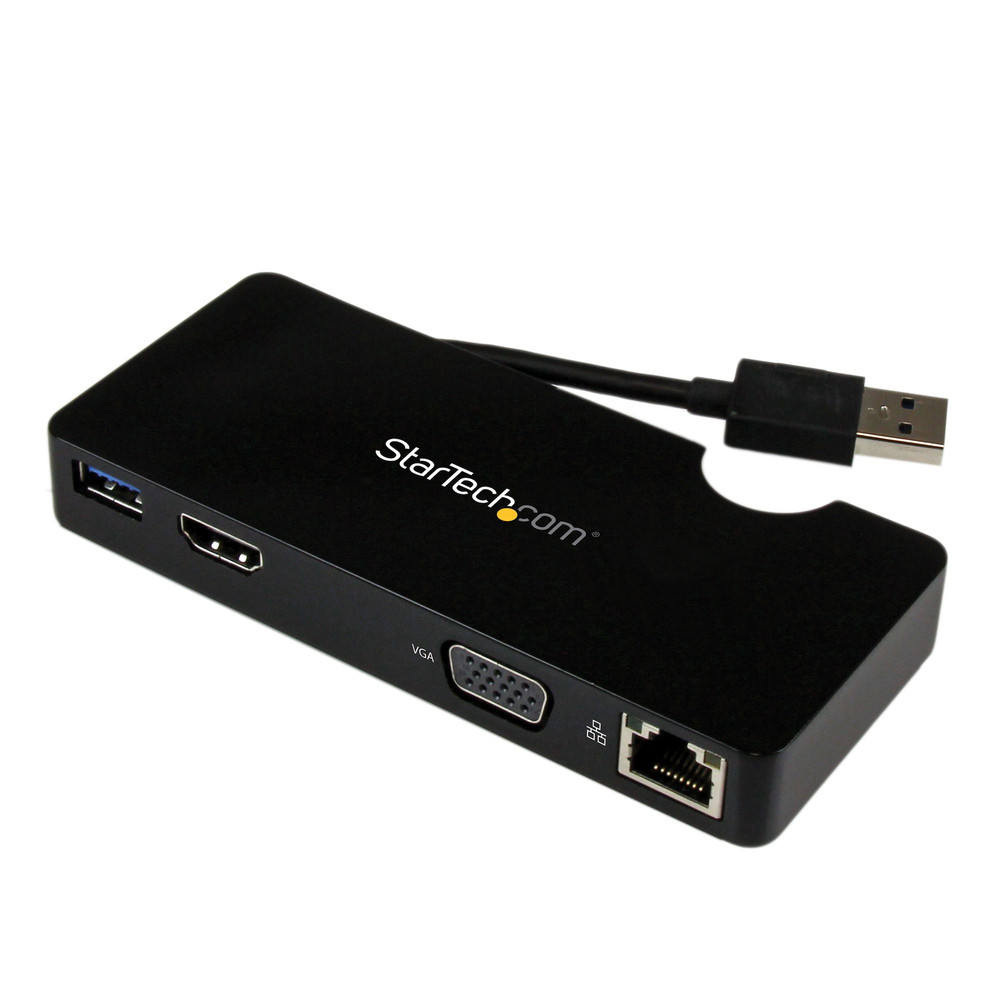 StarTech.com Mini station d’accueil USB 3.0 universelle pour ordinateur portable avec HDMI ou VGA, Gigabit Ethernet, USB 3.0, Avec fil, USB 3.2 Gen 1