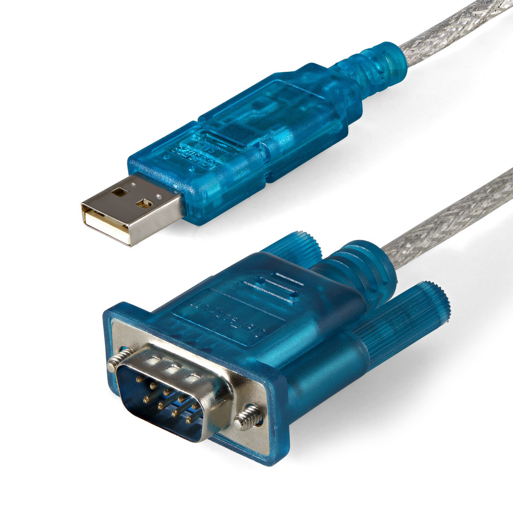 StarTech.com Câble adaptateur USB vers série DB9 de 90 cm - Alimentation USB, DB-9, USB 2.0 A, 0,9 m, Bleu, Transparent ICUSB232SM3