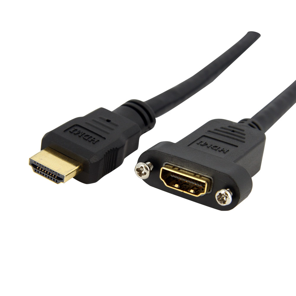 StarTech.com Adaptateur HDMI 1m - Câble HDMI 4K30Hz Haut Débit pour Montage sur Panneau - Bande Passante 10.2 Gbps - HDMI 4K à HDMI F/M - Câble de Con