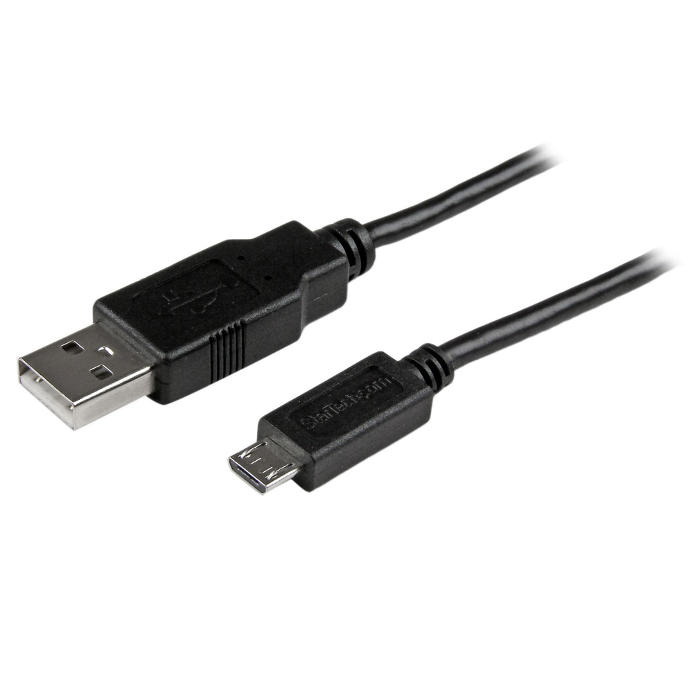 StarTech.com Câble de charge /synchronisation mobile USB A vers Micro B mince de 0,5m pour smartphone et tablette - M/M - Noir, 0,5 m, USB A, Micro-US