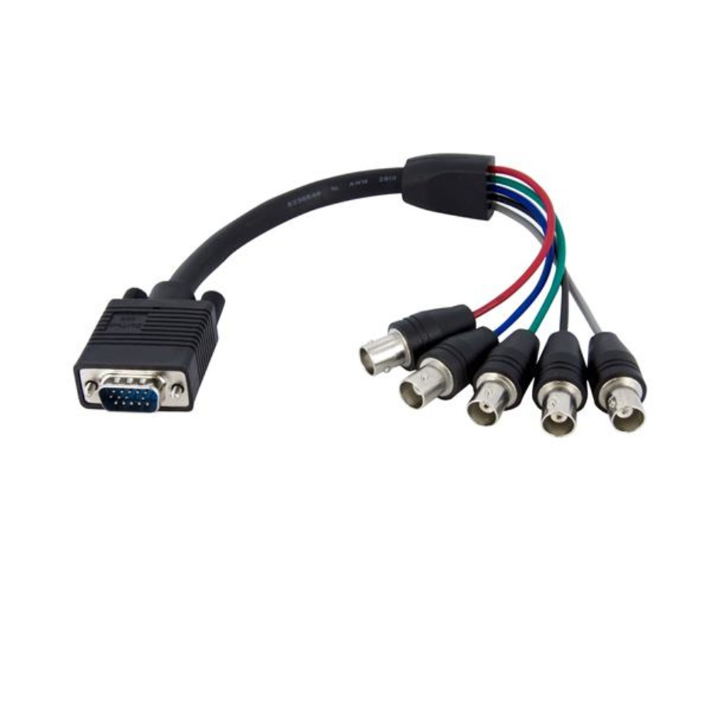 StarTech.com Câble d'écran coaxial VGA HD15 vers 5x BNC RGBHV de 30cm - M/F, 0,3 m, VGA (D-Sub), 5 x BNC, Mâle, Femelle, Droit VGABNCMF1