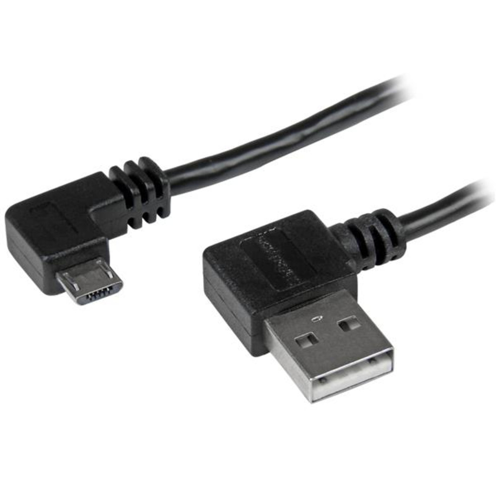 StarTech.com Câble USB A vers Micro B de 2 m avec connecteurs coudés à angle droit - M/M - Noir, 2 m, USB A, Micro-USB B, USB 2.0, Mâle/Mâle, Noir USB