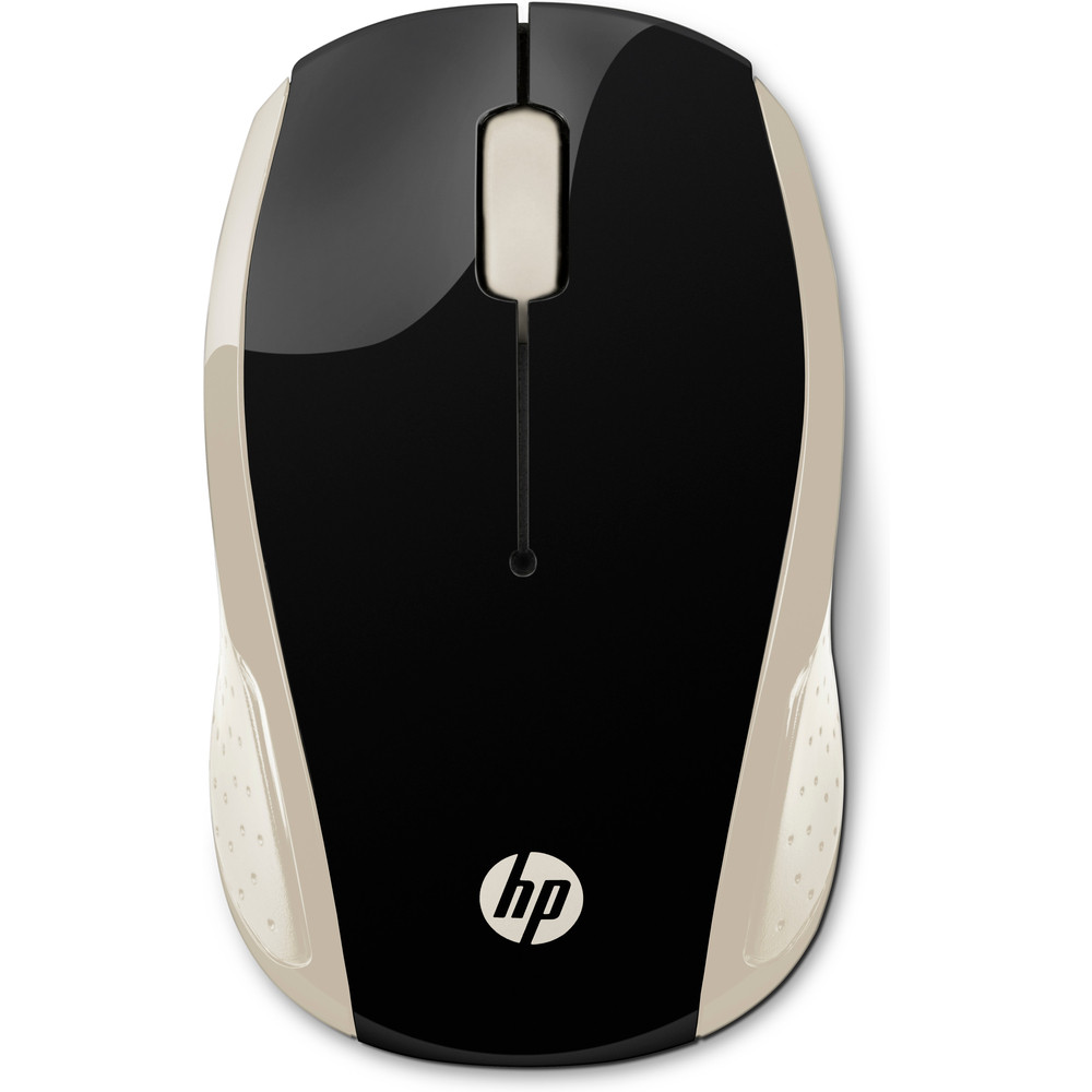 HP Souris sans fil 200 (Rose soie), Ambidextre, Optique, RF sans fil, 1000 DPI, Noir, Or 2HU83AA#ABB