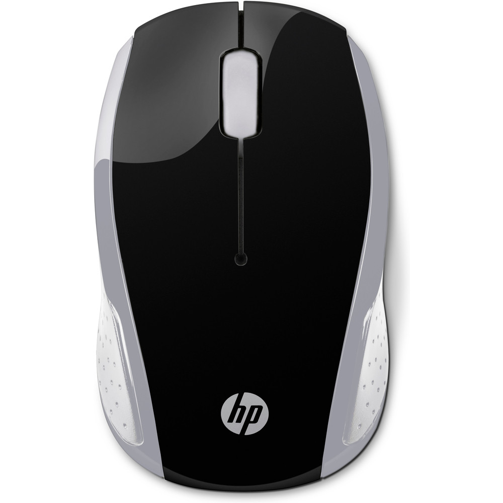 HP Souris sans fil 200 (Argent vif), Ambidextre, Optique, RF sans fil, 1000 DPI, Noir, Argent 2HU84AA#ABB