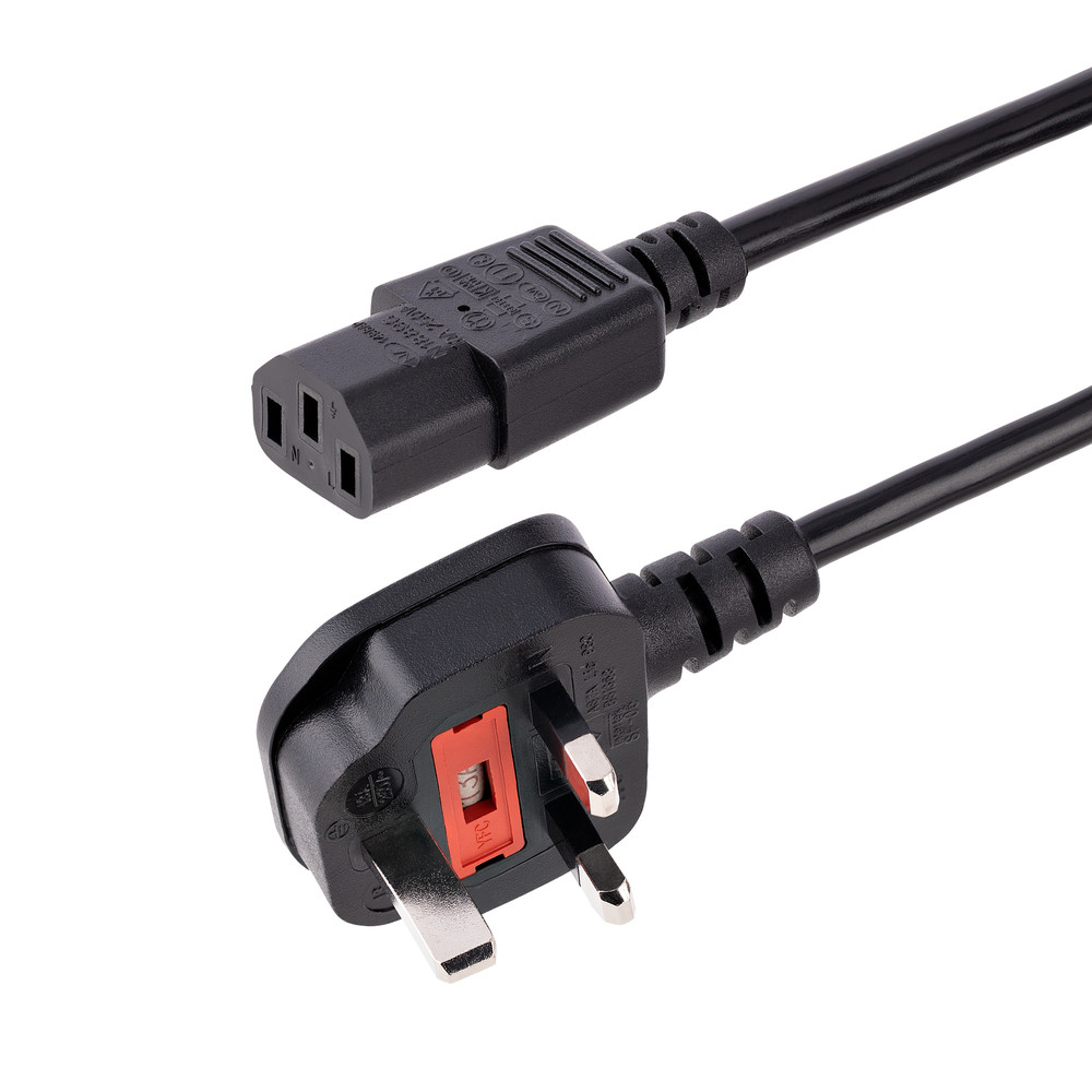 StarTech.com Câble d'Alimentation PC 3 Prise de Secteur UK IEC 320 C13 vers BS 1363 3 Coupleur C13 BS 1363 H05VV F 250 V PXT101UK3M