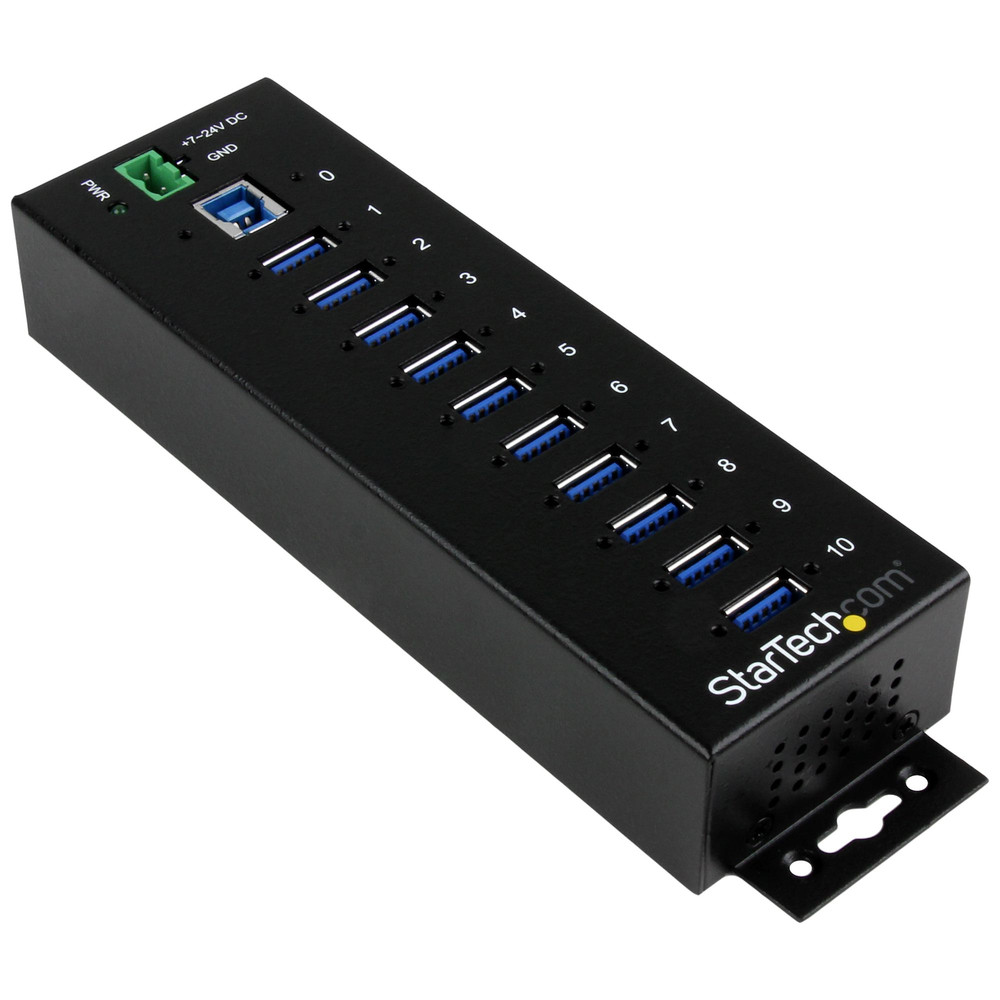 StarTech.com Concentrateur USB 3.0 10 ports - 5Gbps - Concentrateur USB-A industriel en métal avec protection contre les décharges électrostatiques et
