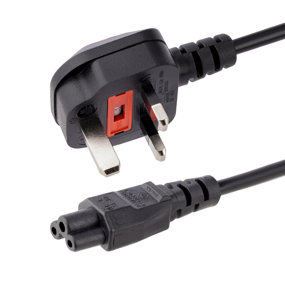StarTech.com Cordon d'alimentation en trèfle pour GB BS1363 vers C5 de 1m pour ordinateur portable M/F - Noir, 1 m, BS 1363, Coupleur C5, 250 V, 2.5 A
