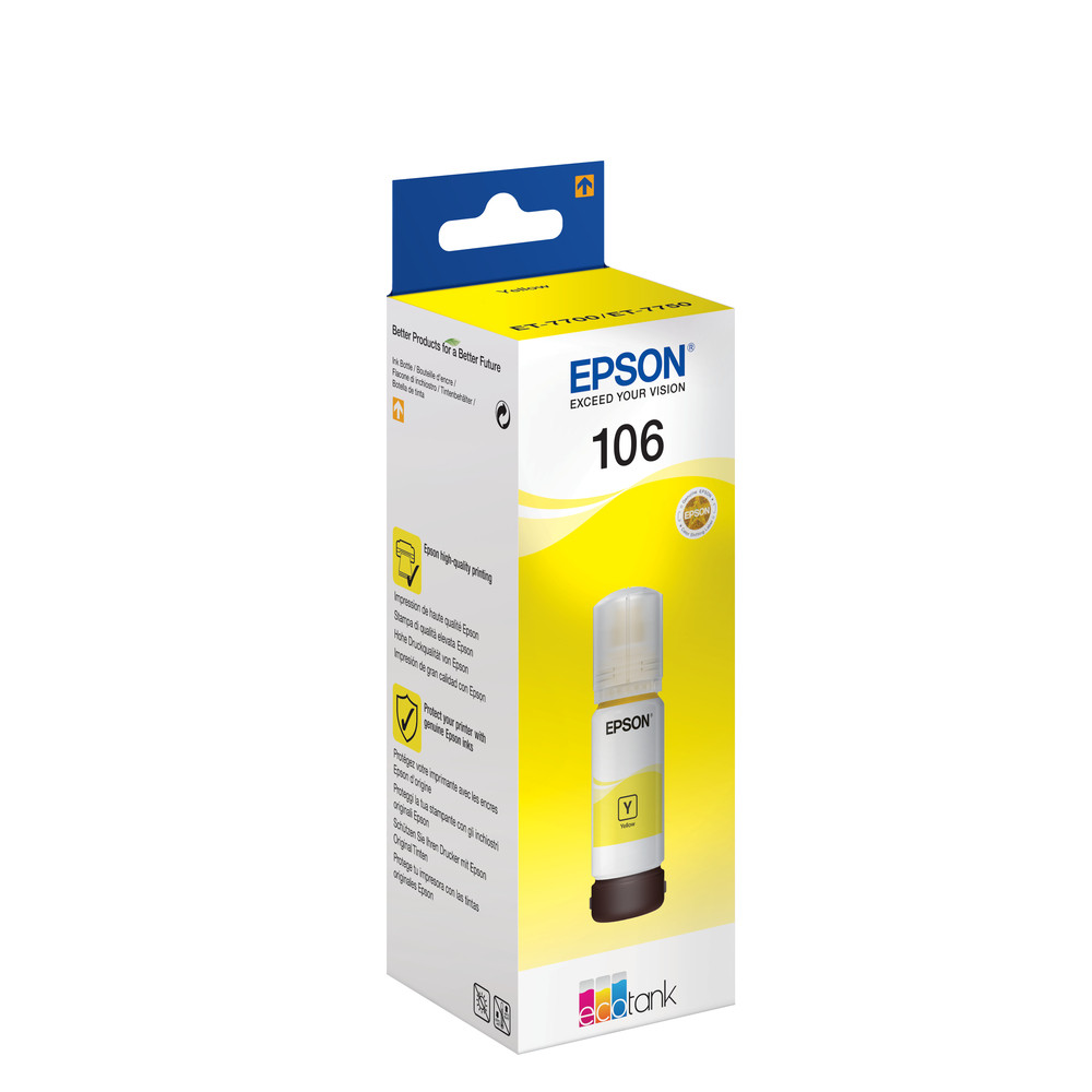 Epson 106 Bouteille d?encre jaune EcoTank, Original, Jaune, Epson, - EcoTank ET-7750 - EcoTank ET-7700, 70 ml, Impression à jet d'encre C13T00R440