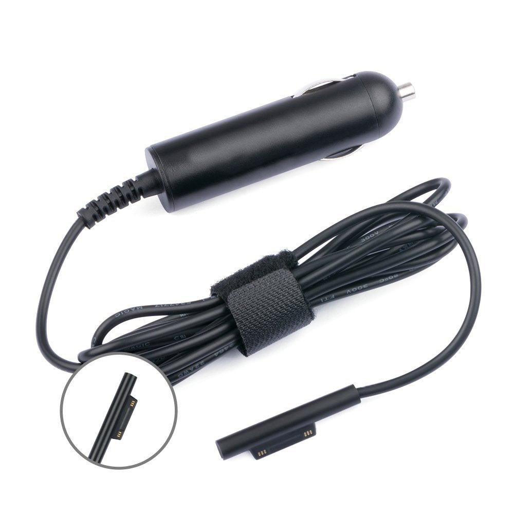 DLH Chargeur voiture allume-cigare 45W pour Microsoft Surface Pro / Go / laptop, Auto, Allume-cigare, 15 V, 3 A, 1,2 m, Noir DY-AC3445-54
