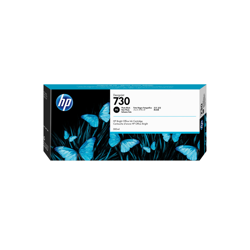 HP Cartouche d?encre 730 DesignJet noir photo, 300 ml, HP DesignJet T1700, Photo noire, P2V73A, Professionnel, Singapour, 283 mm