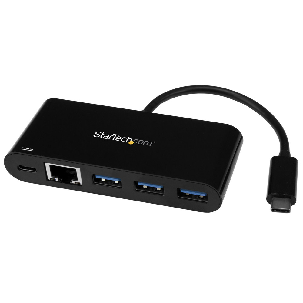 StarTech.com Adaptateur USB-C vers Gigabit Ethernet avec hub USB 3.0 à 3 ports et USB Power Delivery, Avec fil, USB, Ethernet, 5000 Mbit/s, Noir US1GC