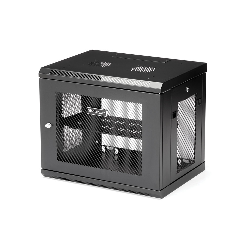 StarTech.com Armoire Réseau Murale 9U à 2 Montants avec Étagère 1U, Baie Serveur Murale 19' pour Données/Réseau/AV/Électronique/Équipement IT, Petite