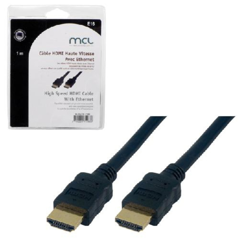 MCL SAMAR MCL 1m HDMI-Ethernet, 1 m, HDMI Type A (Standard), HDMI Type A (Standard), 3840 x 2160 pixels, Compatibilit 3D, Noir MC385Z-1M