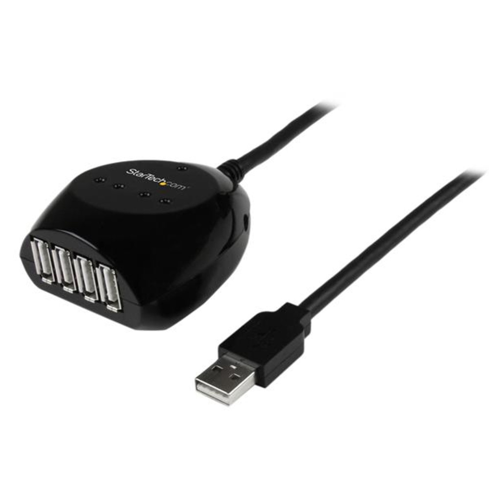 StarTech.com Câble USB 2.0 actif de 15m - Rallonge USB 2.0 avec hub à 4 ports - Noir, USB 2.0, 480 Mbit/s, Noir, 15 m, 110 - 240 V, 5 V USB2EXT4P15M