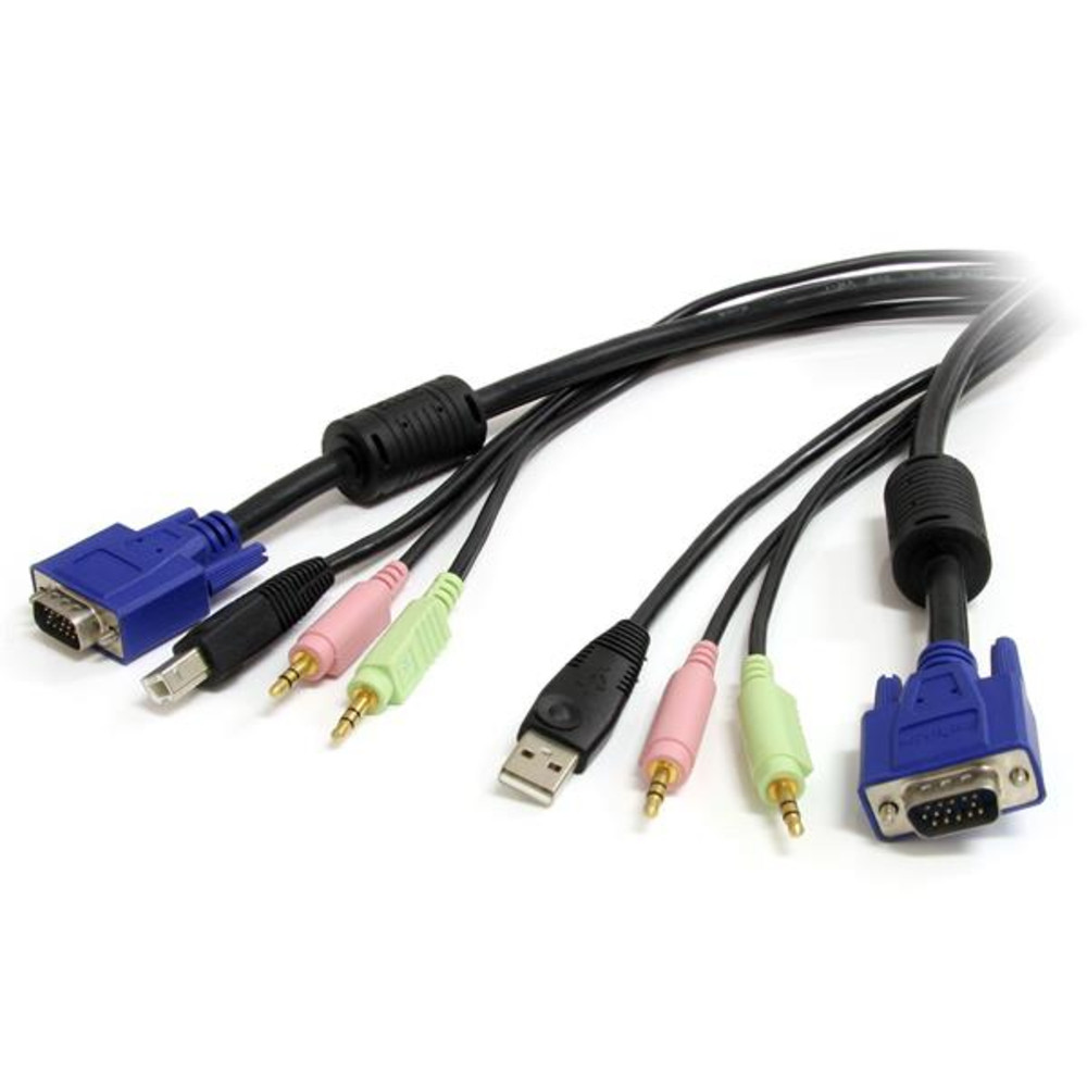 StarTech.com Câble pour Switch KVM VGA avec USB et Audio et Micro - 1.80m, Noir, 500 g, 22 mm, 251 mm, 326 mm, 475 g USBVGA4N1A6