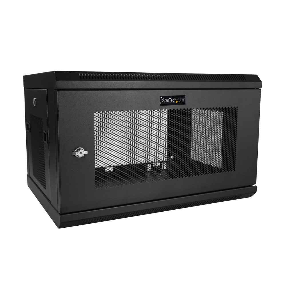 StarTech.com Armoire Réseau Murale à 2 Montants 6U avec Étagère 1U, Armoire Serveur Murale 19' à Charnières pour Équipement IT/AV/Électronique/Ordinat
