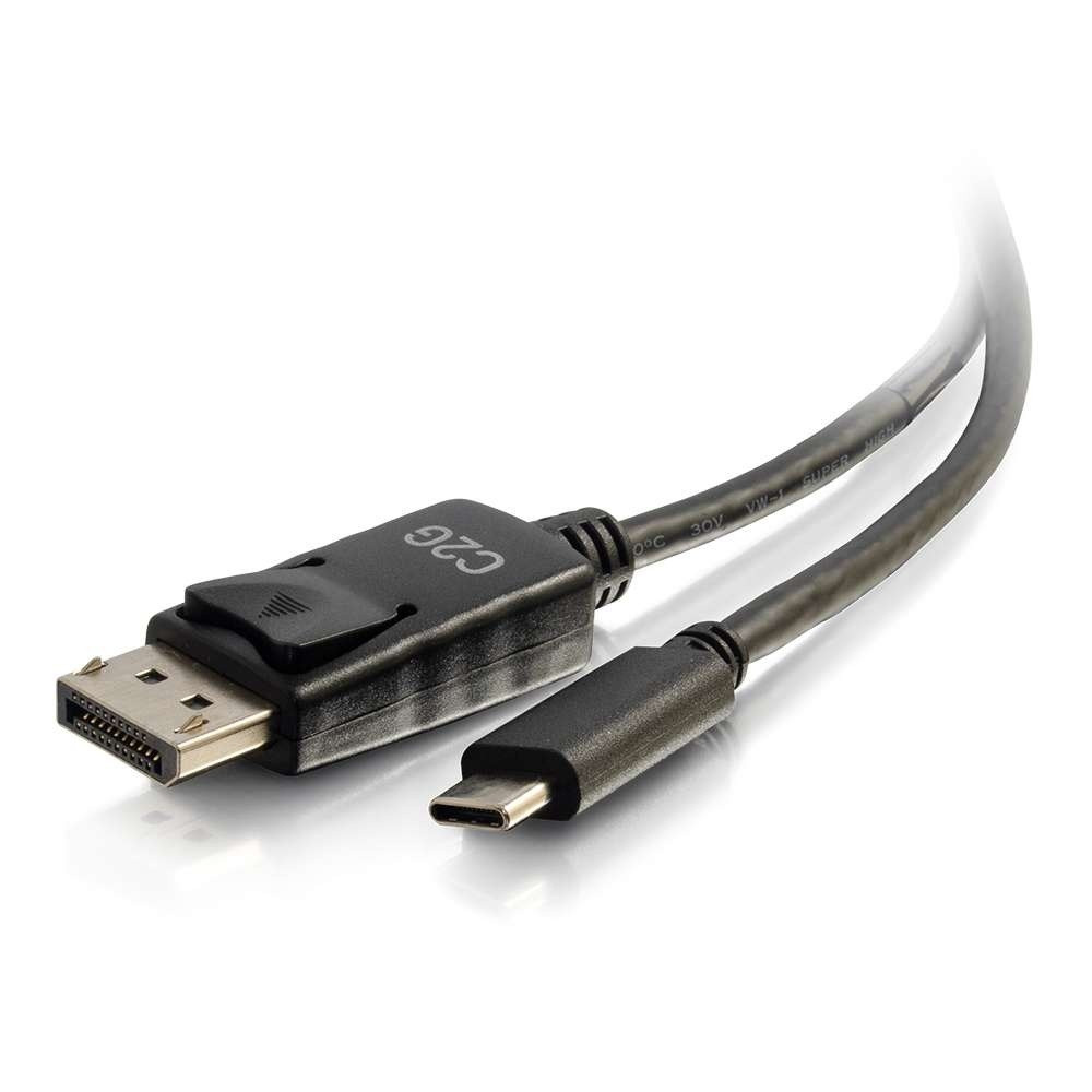 C2G Câble adaptateur USB-C vers DisplayPort™ de 1,8 m 4K 30Hz - Noir, 1,8 m, USB Type-C, DisplayPort, Mâle, Mâle, Droit 26902