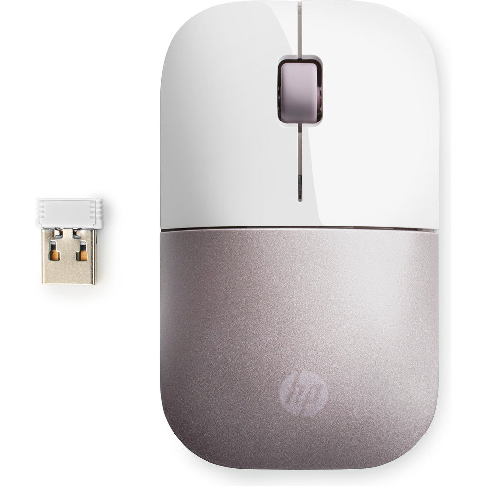 HP Souris sans fil Z3700 - Blanche/rose, Ambidextre, RF sans fil, 1200 DPI, Rose, Blanc 4VY82AA#ABB