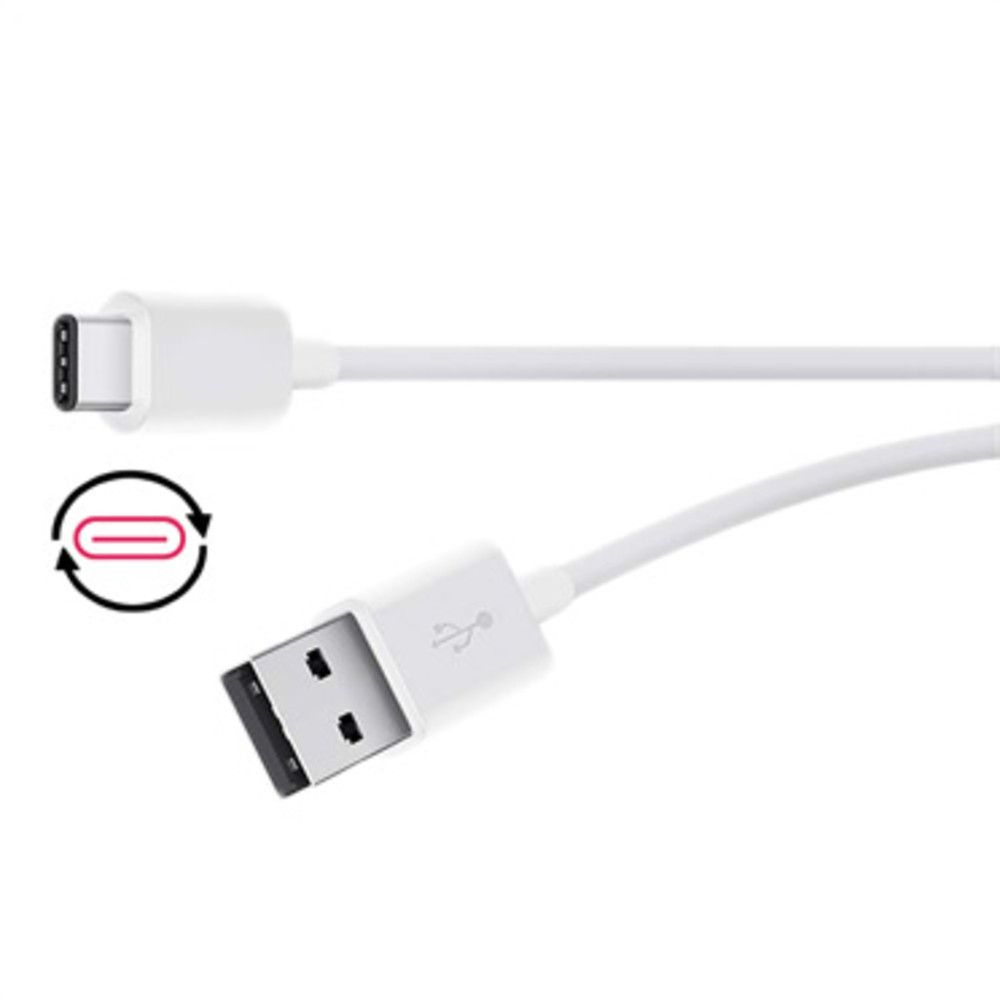 DLH CABLE USB-A VERS USB-C BLANC 1M 3A, Blanc, USB A, USB C, 1 m, Mâle, Mâle DY-TU2700W