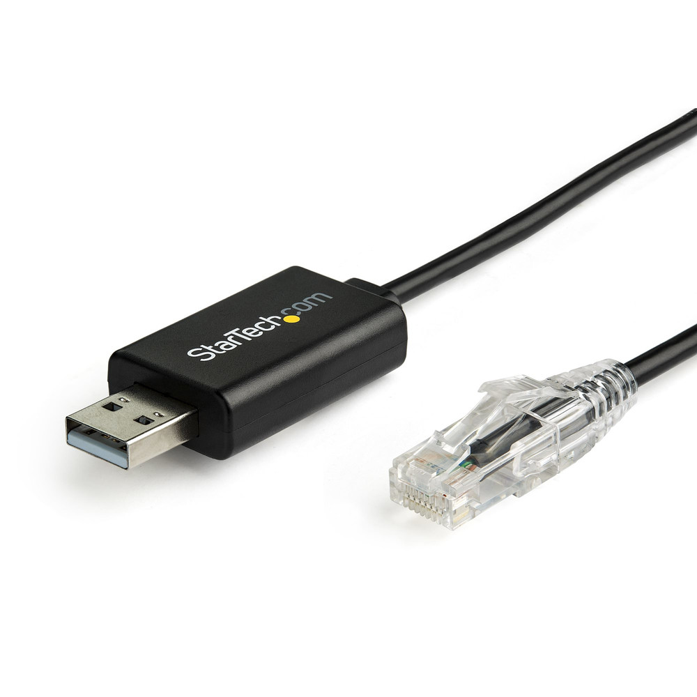 StarTech.com Câble console Cisco USB vers RJ45 de 1,8 m, RJ-45, USB 2.0 Type-A, 1,8 m, Noir ICUSBROLLOVR