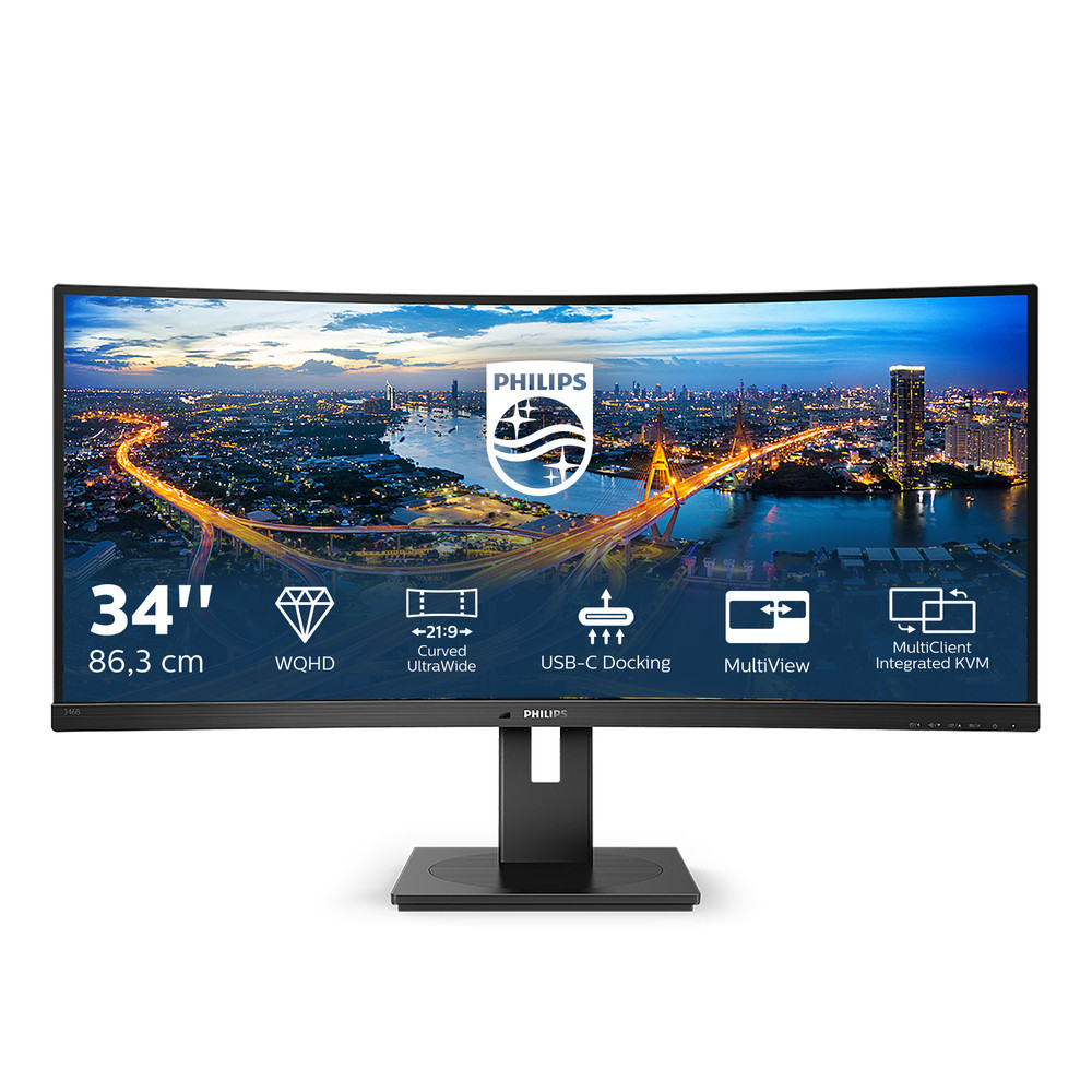 Philips B Line 346B1C/00, 86,4 cm (34'), 3440 x 1440 pixels, Quad HD, LCD, 4 ms, Noir