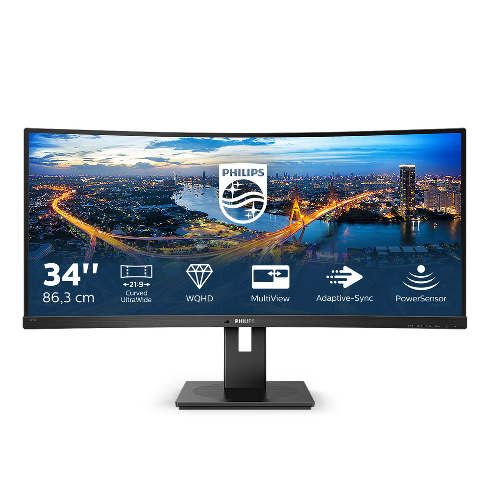 Philips B Line 345B1C/00, 86,4 cm (34'), 3440 x 1440 pixels, Quad HD, LCD, 4 ms, Noir