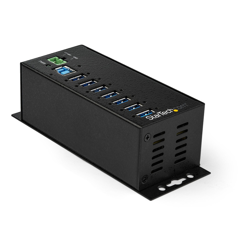 StarTech.com Hub USB 3.0 à 7 ports avec adaptateur d'alimentation - Concentrateur USB-A industriel en métal avec protection contre les décharges élect