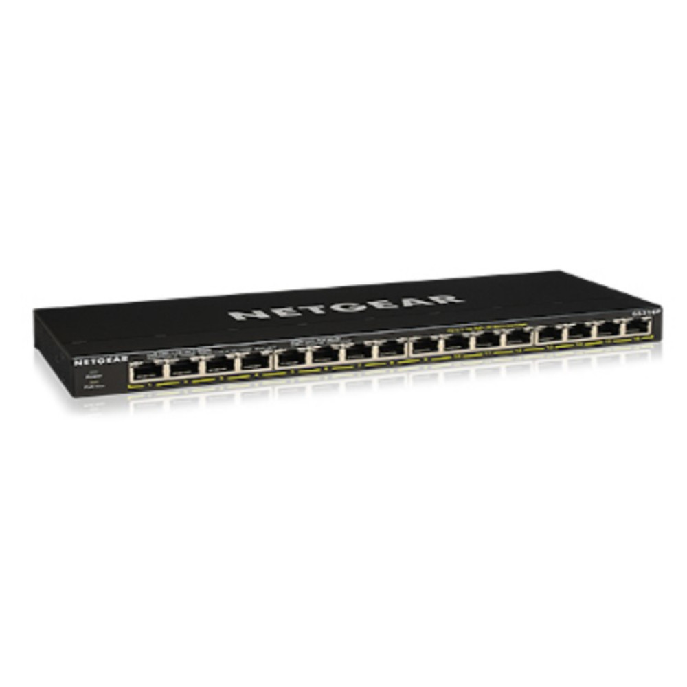 Netgear GS316P, Non-géré, Gigabit Ethernet (10/100/1000), Full duplex, Connexion Ethernet, supportant l'alimentation via ce port (PoE), Grille de mont