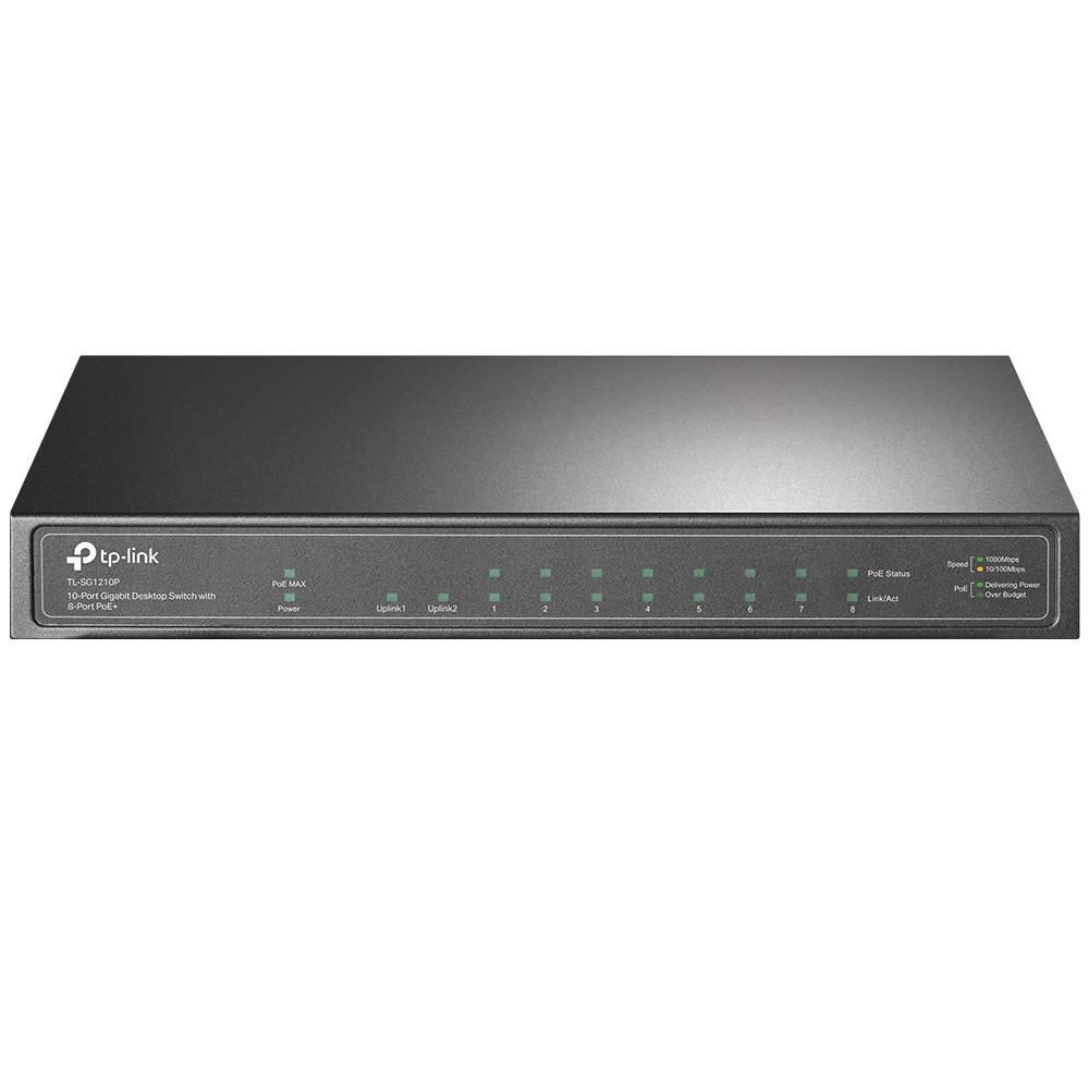 TP-LINK TL-SG1210P, Gigabit Ethernet (10/100/1000), Connexion Ethernet, supportant l'alimentation via ce port (PoE), Montage mural