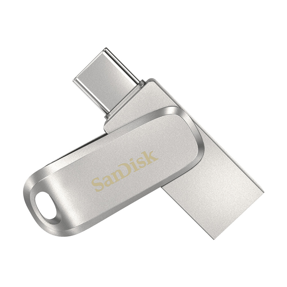 SanDisk Ultra Dual Drive Luxe, 128 Go, USB Type-A / USB Type-C, 3.2 Gen 1 (3.1 Gen 1), 150 Mo/s, Pivotant, Acier inoxydable SDDDC4-128G-G46