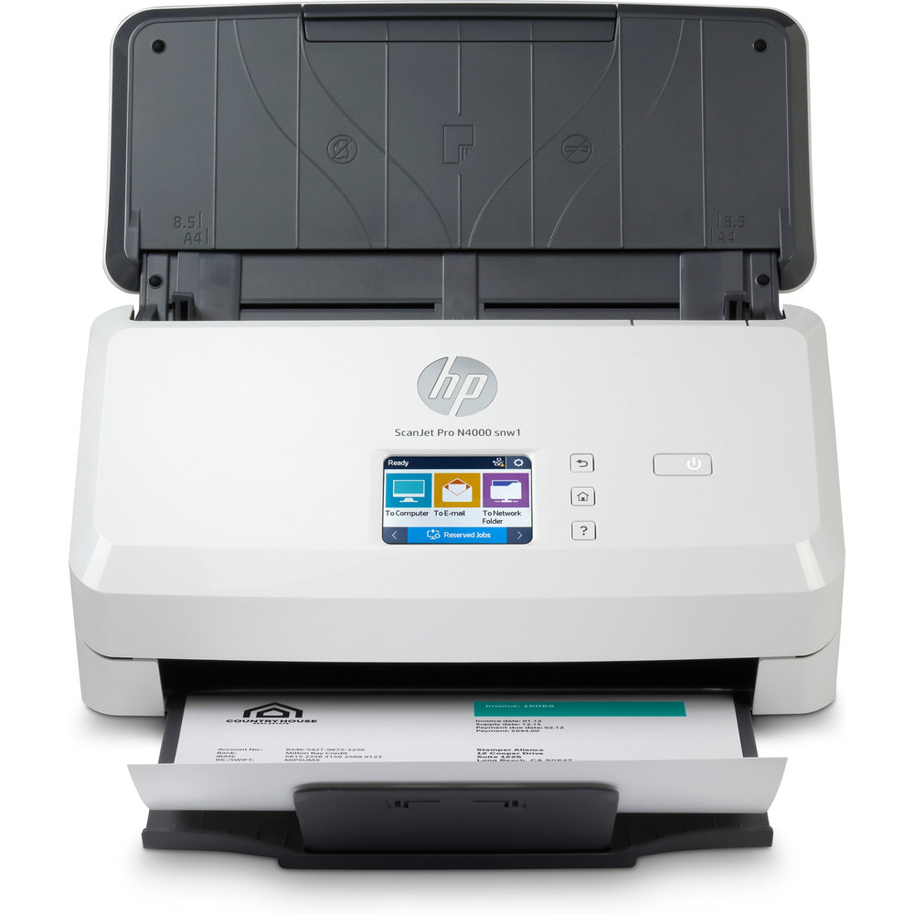 HP Scanjet Pro N4000 snw1 Sheet-feed Scanner, 216 x 3100 mm, 600 x 600 DPI, Alimentation papier de scanner, Noir, Blanc, CMOS CIS, 4000 pages 6FW08A#B