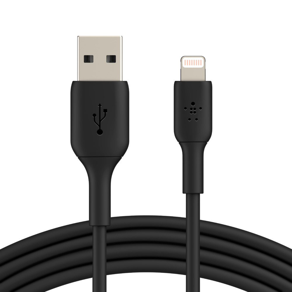 Belkin CAA001BT1MBK, 1 m, Lightning, USB A, Mâle, Mâle, Noir