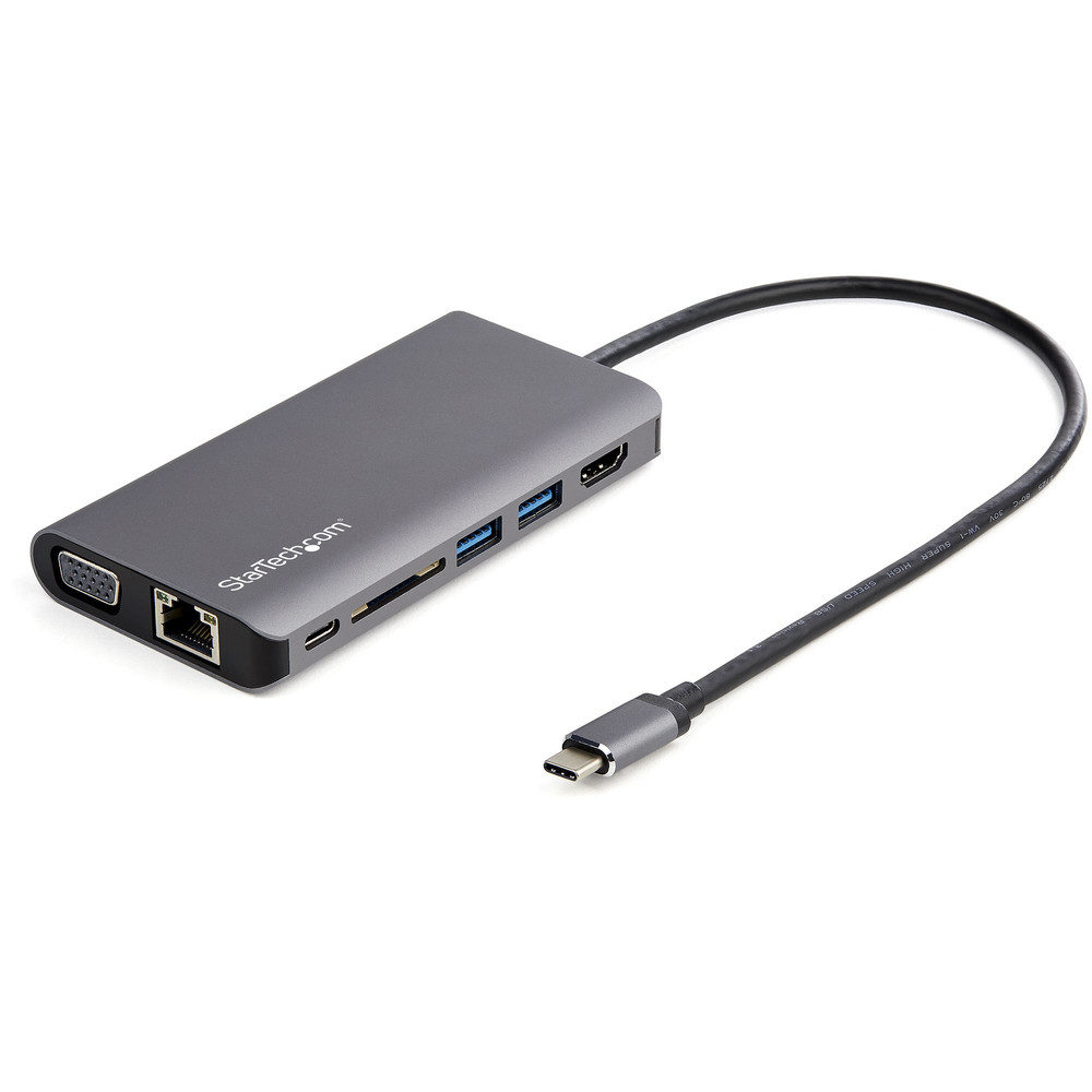 StarTech.com Adaptateur Multiport USB C Mini Dock USB C avec 4K HDMI ou VGA Hub 3x USB 3.0 SD GbE Audio PD Pass Through Station d