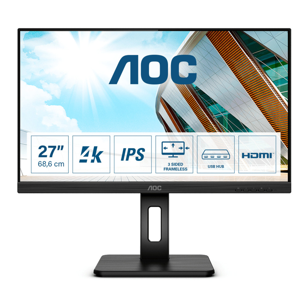AOC P2 U27P2, 68,6 cm (27'), 3840 x 2160 pixels, 4K Ultra HD, LED, 4 ms, Noir