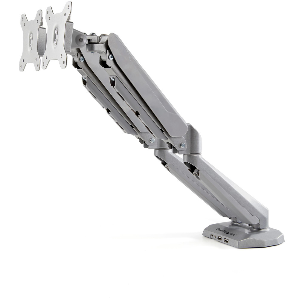 StarTech.com Double bras pour écrans PC - Double affichage - Avec 2x USB passthrough et 3,5 mm audio - Pour moniteurs VESA de 38 cm à 81 cm, Pince, 16