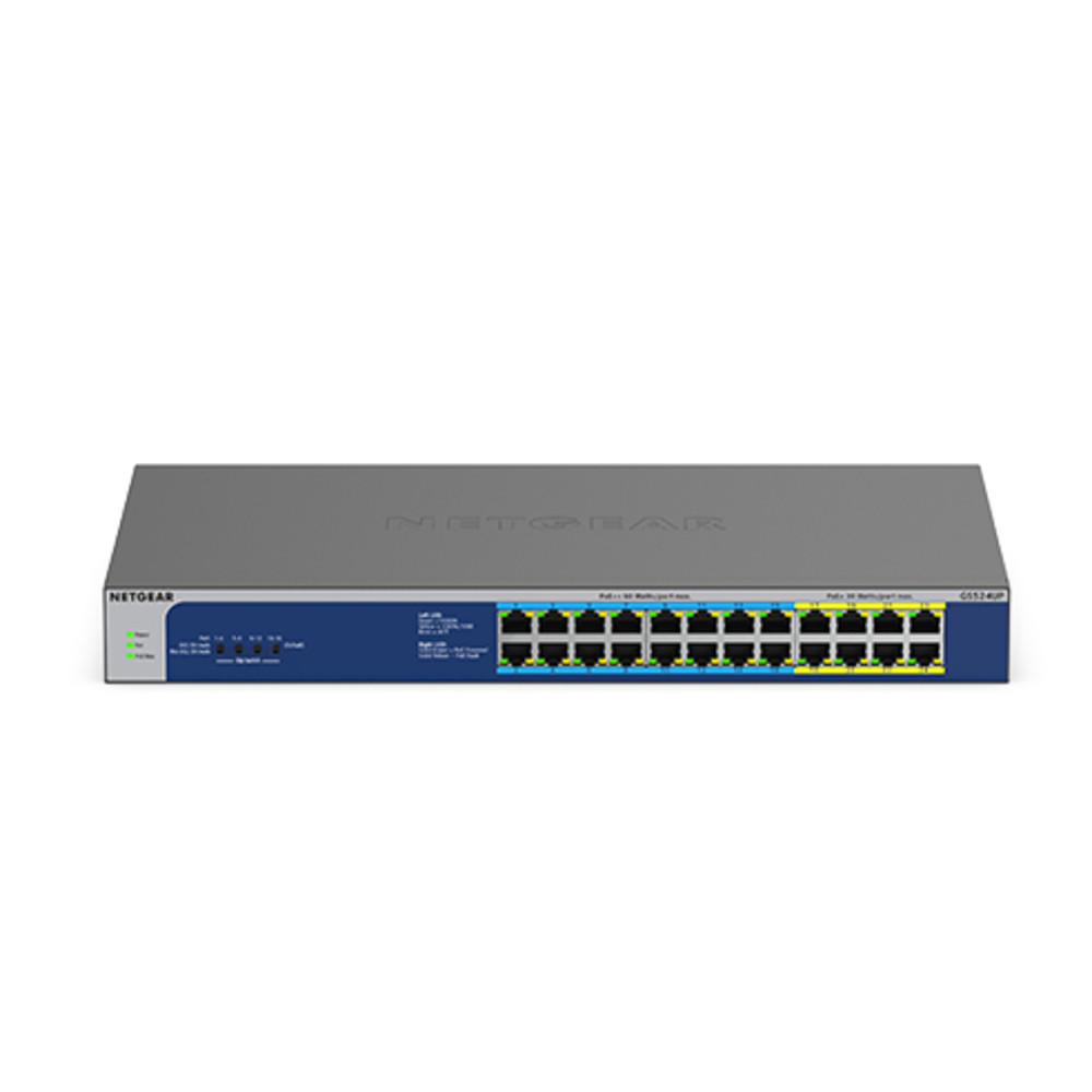 Netgear GS524UP, Non-géré, Gigabit Ethernet (10/100/1000), Full duplex, Connexion Ethernet, supportant l'alimentation via ce port (PoE), Grille de mon