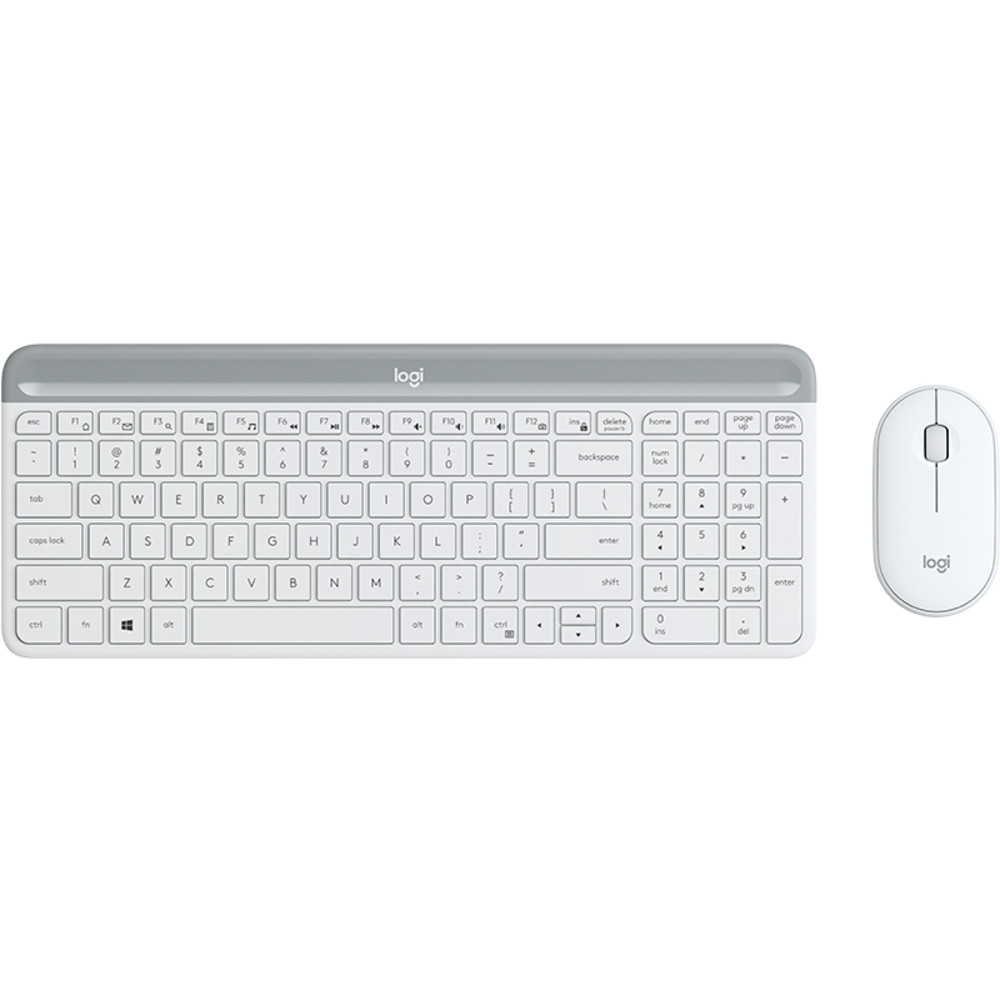 Logitech MK470 Slim Wireless Combo, Standard, RF sans fil, AZERTY, Blanc, Souris incluse 920-009191