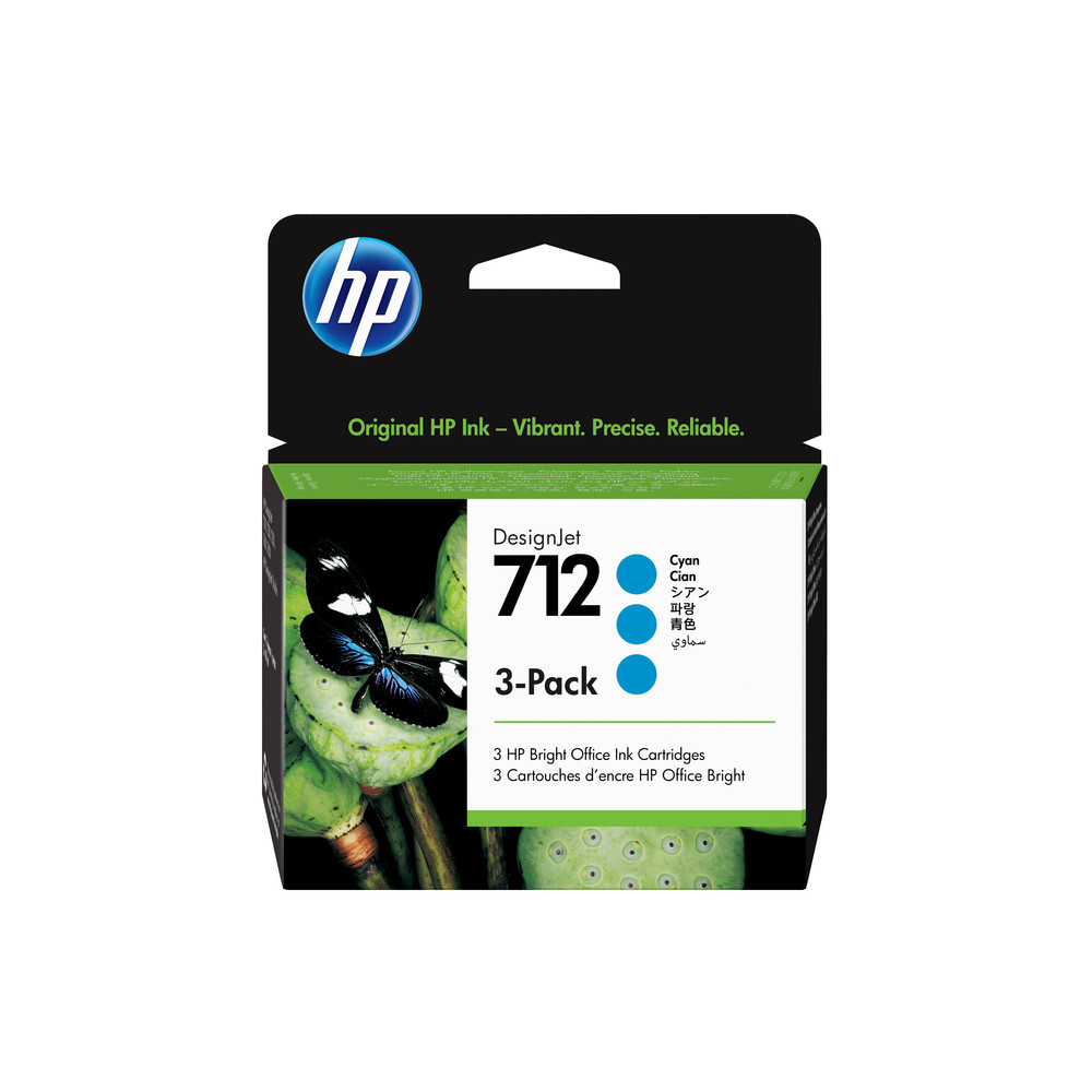 HP 712 Pack de 3 3ED77A Cyan - vue 2